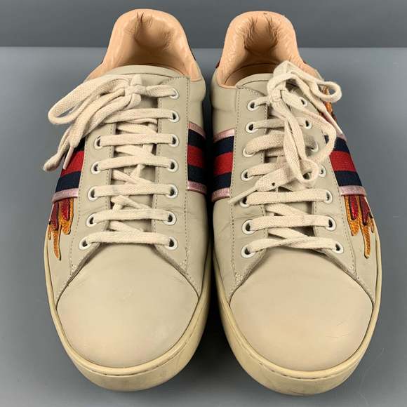 GUCCI Beige Multicolour Leather Low Top Sneakers - Picture 4 of 8